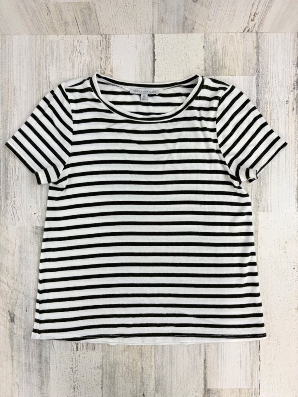 Green Envelope Los Angeles Womens XS Striped Short Sleeve T Shirt